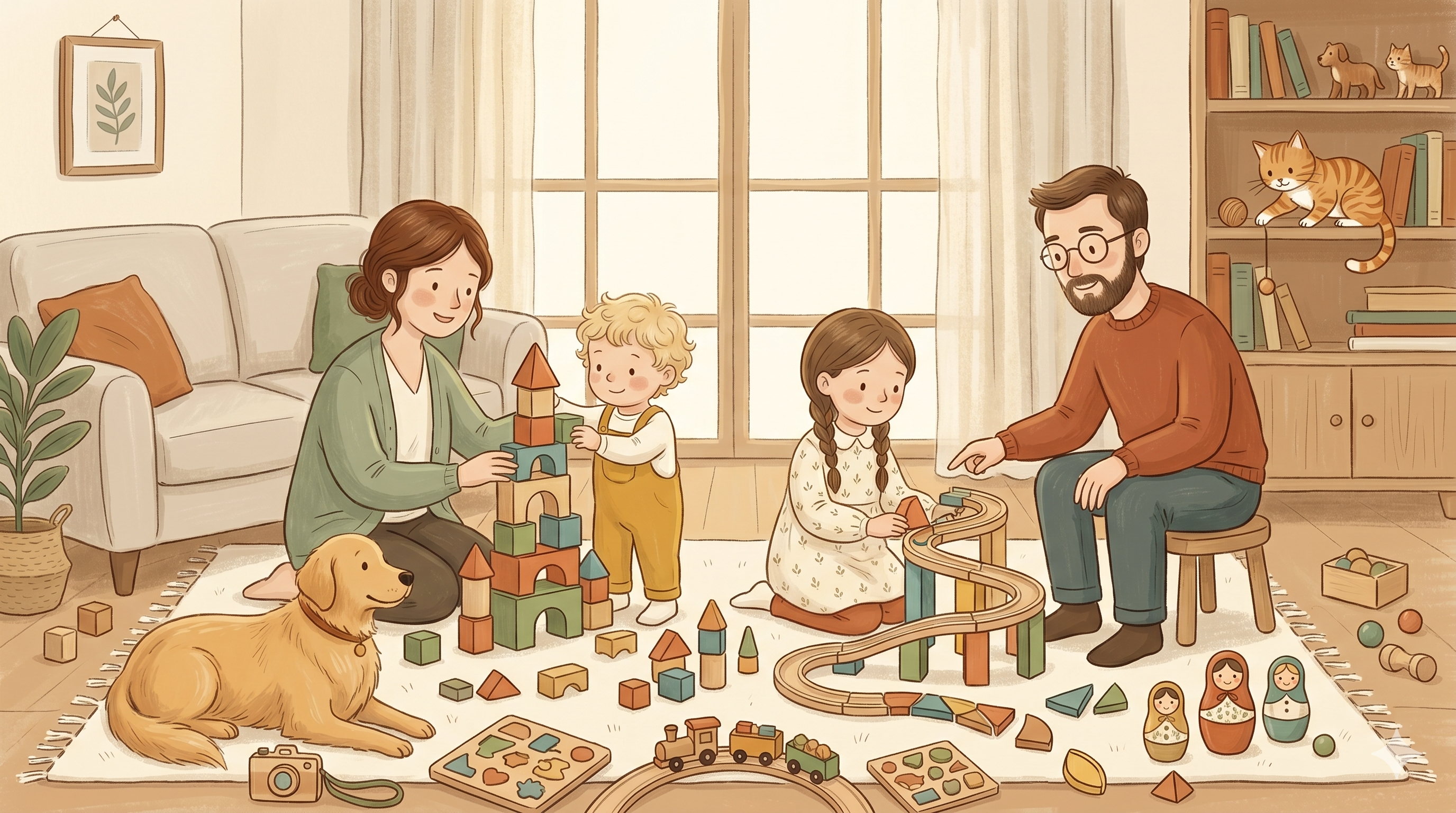 Illustration : la famille Andersen et tous les jeux TS Coccoon