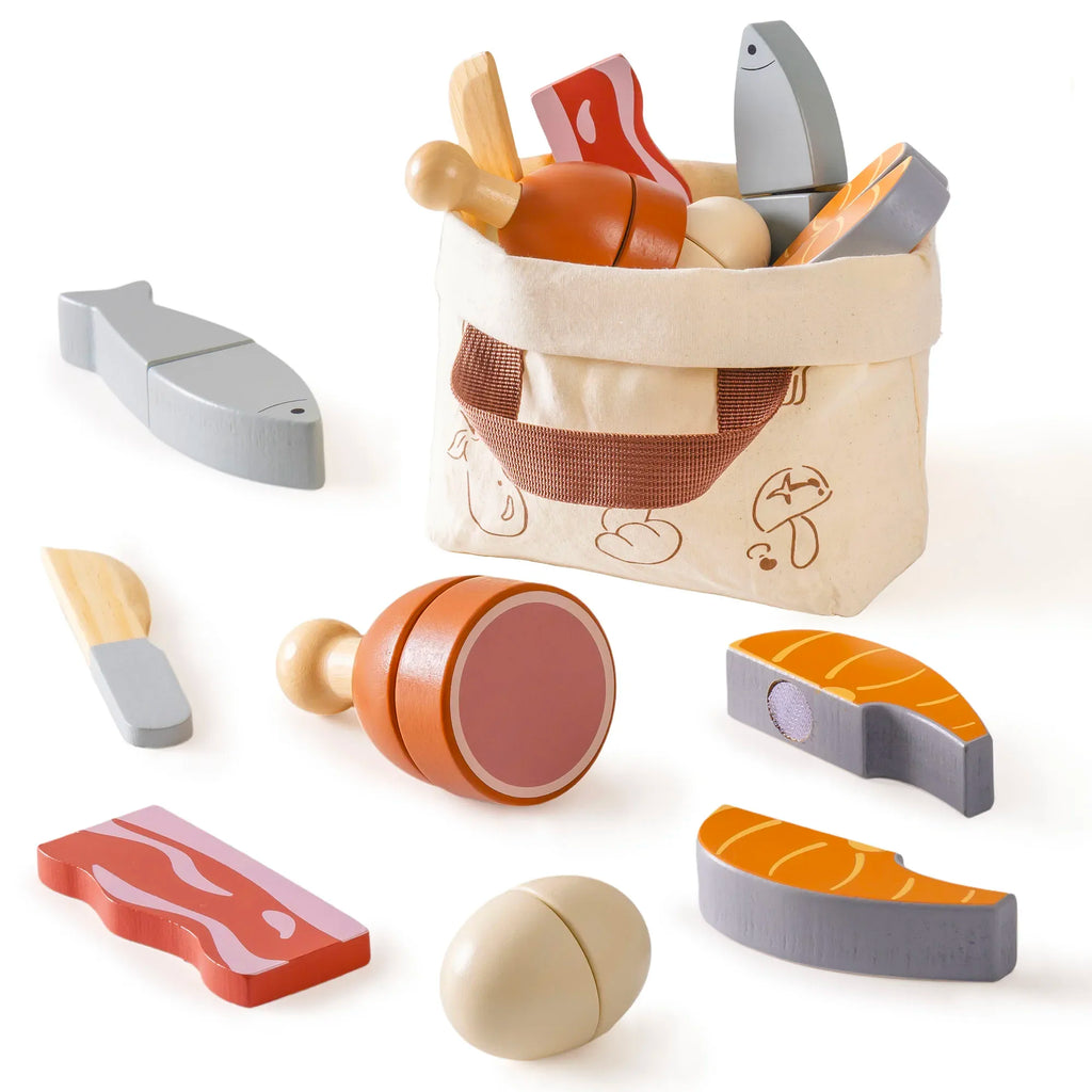 Robotime Robud - Cuisine en Bois Classique : Jeu d'Imitation Éducatif avec Fruits & Légumes à Couper