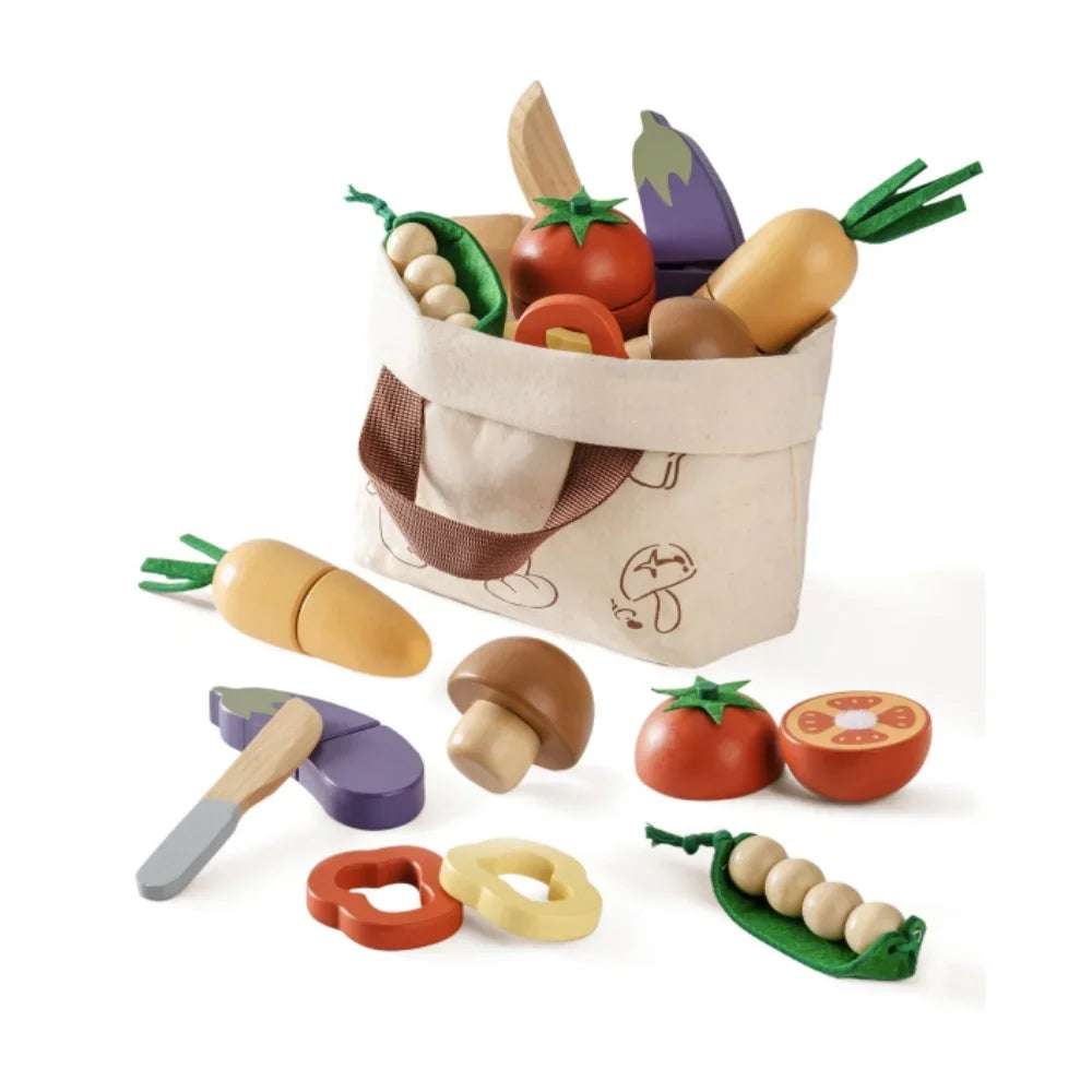 Robotime Robud - Cuisine en Bois Classique : Jeu d'Imitation Éducatif avec Fruits & Légumes à Couper