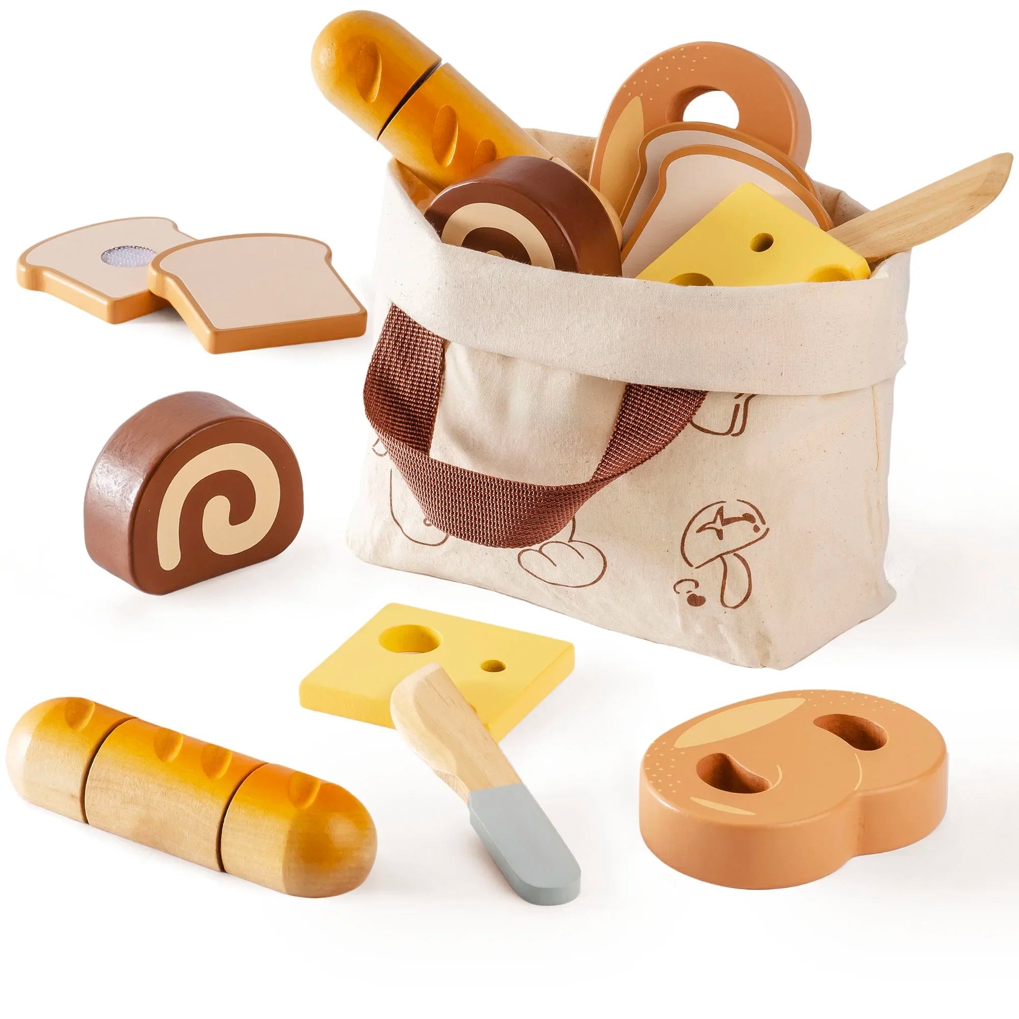 Robotime Robud - Cuisine en Bois Classique : Jeu d'Imitation Éducatif avec Fruits & Légumes à Couper