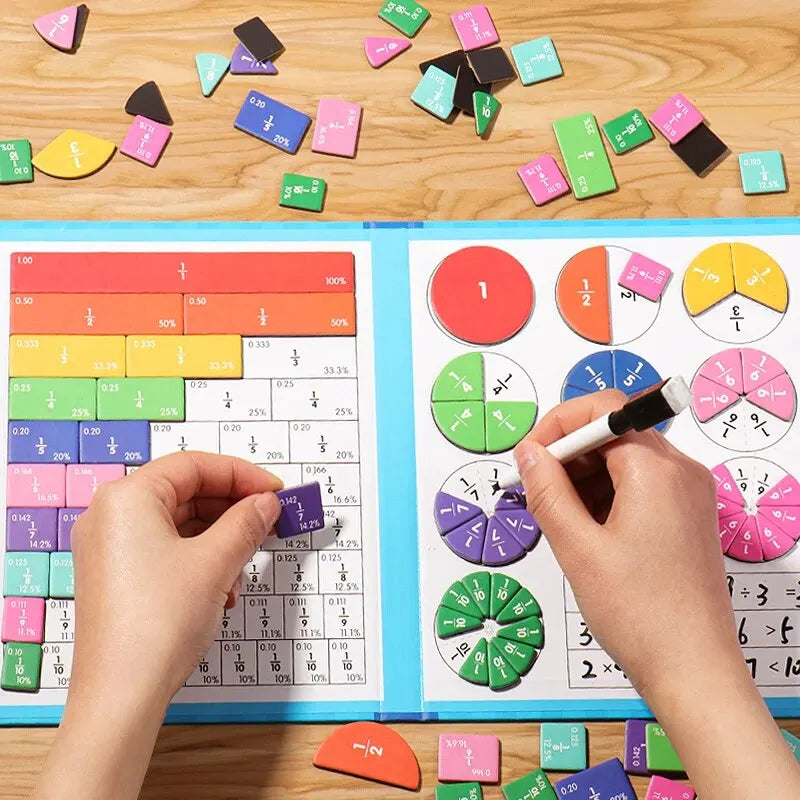 Jeu de Fractions Magnétiques Montessori en Bois - Apprendre les Maths en S'amusant