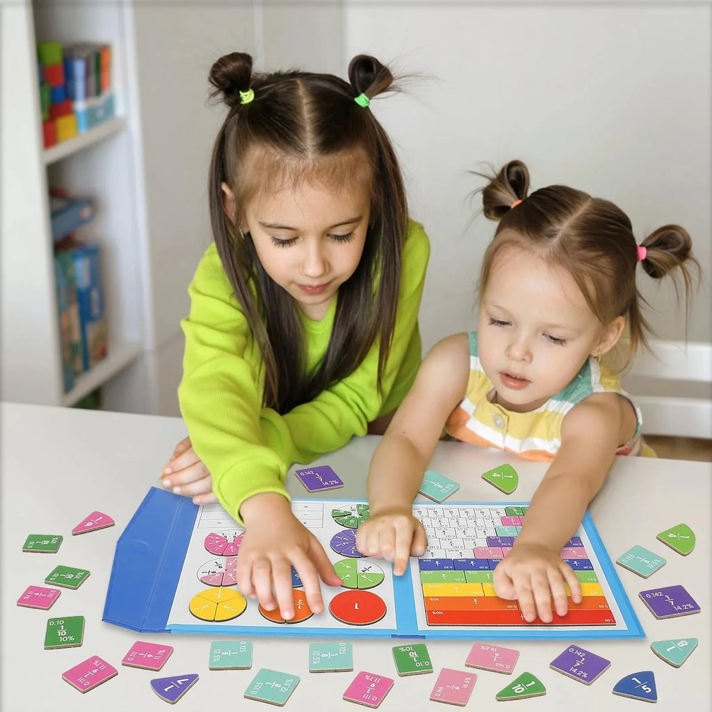 Jeu de Fractions Magnétiques Montessori en Bois - Apprendre les Maths en S'amusant