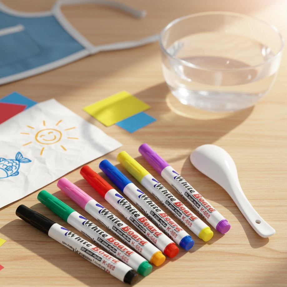 Kit de stylos magiques à eau avec cuillère en céramique et dessins flottants
