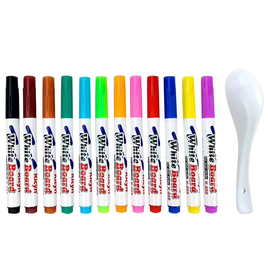 Stylo Magique Flottant à l'Eau (12 Couleurs) - Kit de Dessin Ludique & Éducatif pour Enfants - Jouet Créatif pour Apprendre en S'amusant